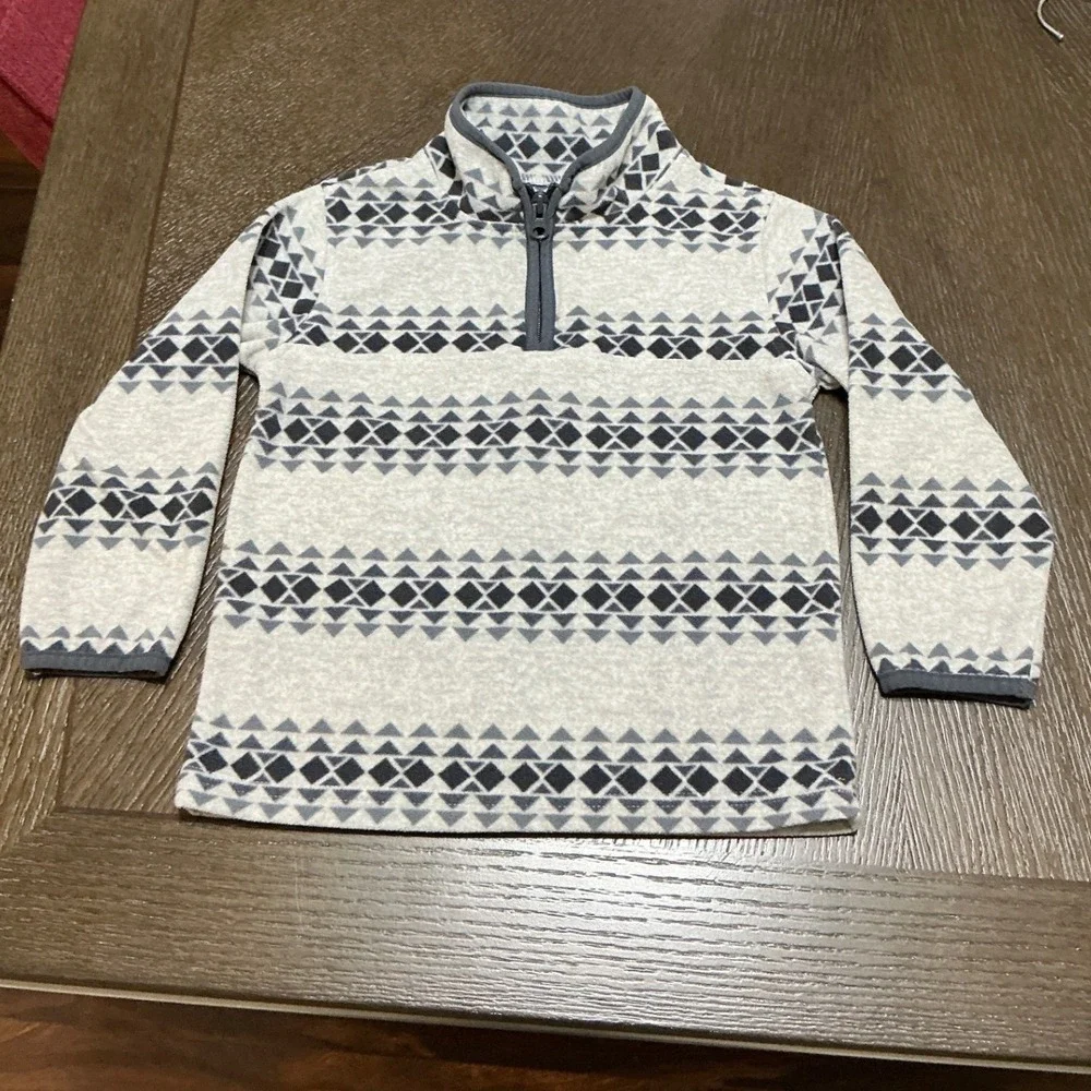 OshKosh Bgosh Kids Fleece Pullover‎ Gray Geometric Pattern Size 4
